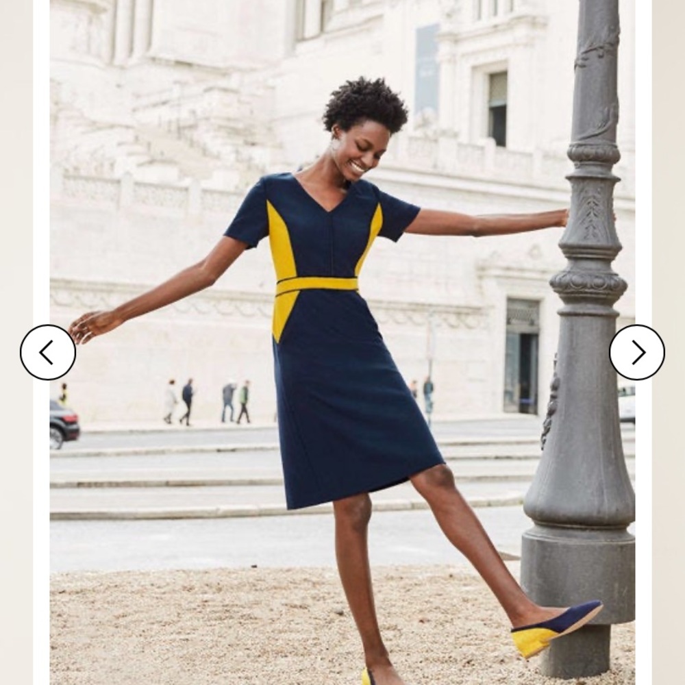 Boden dress- navy/gold(mustard)